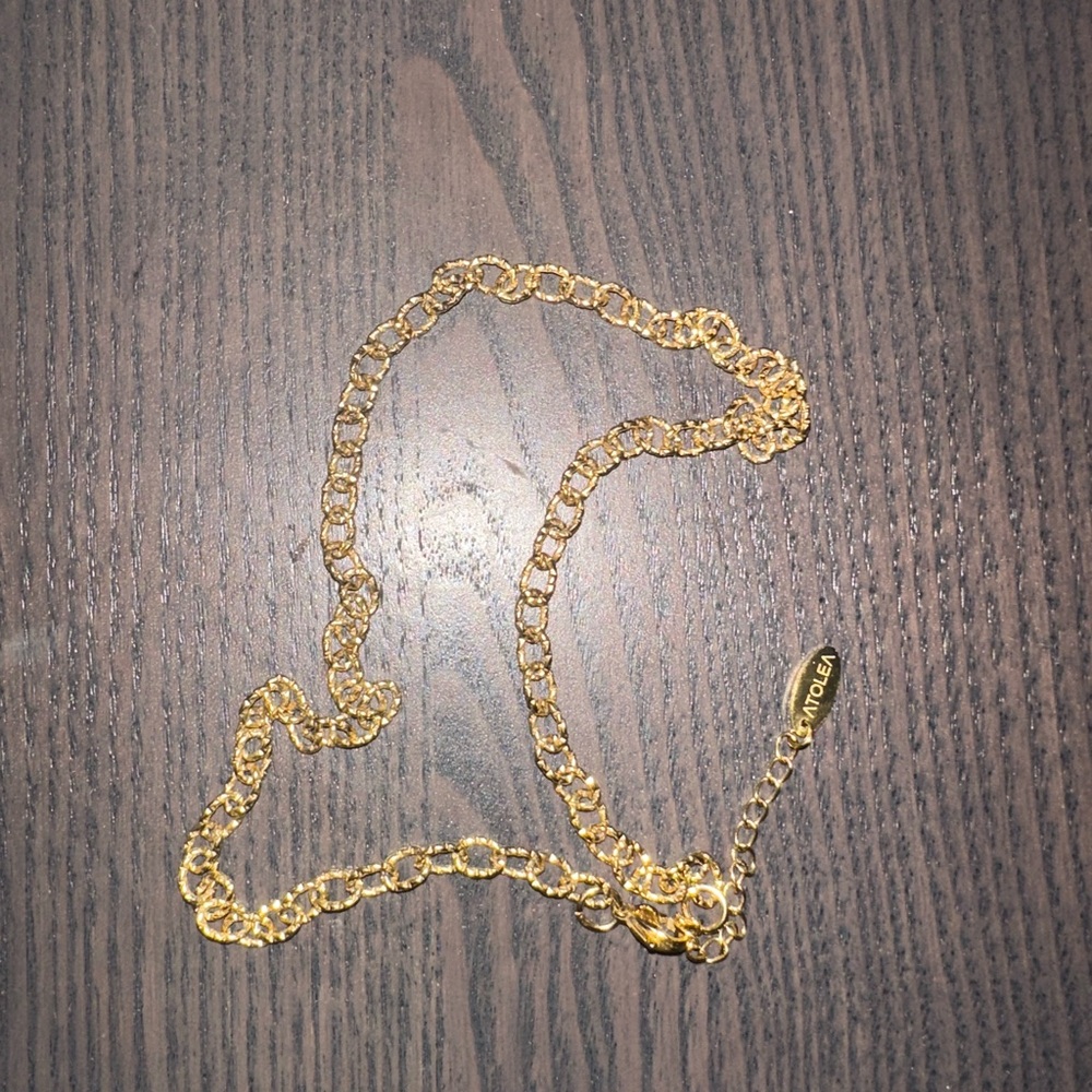 Atolea Waterproof Gold Hammered Chain Necklace